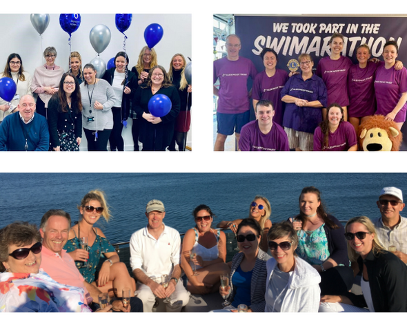 Photos of the team getting involved in social events and the Jersey Swimarathon.